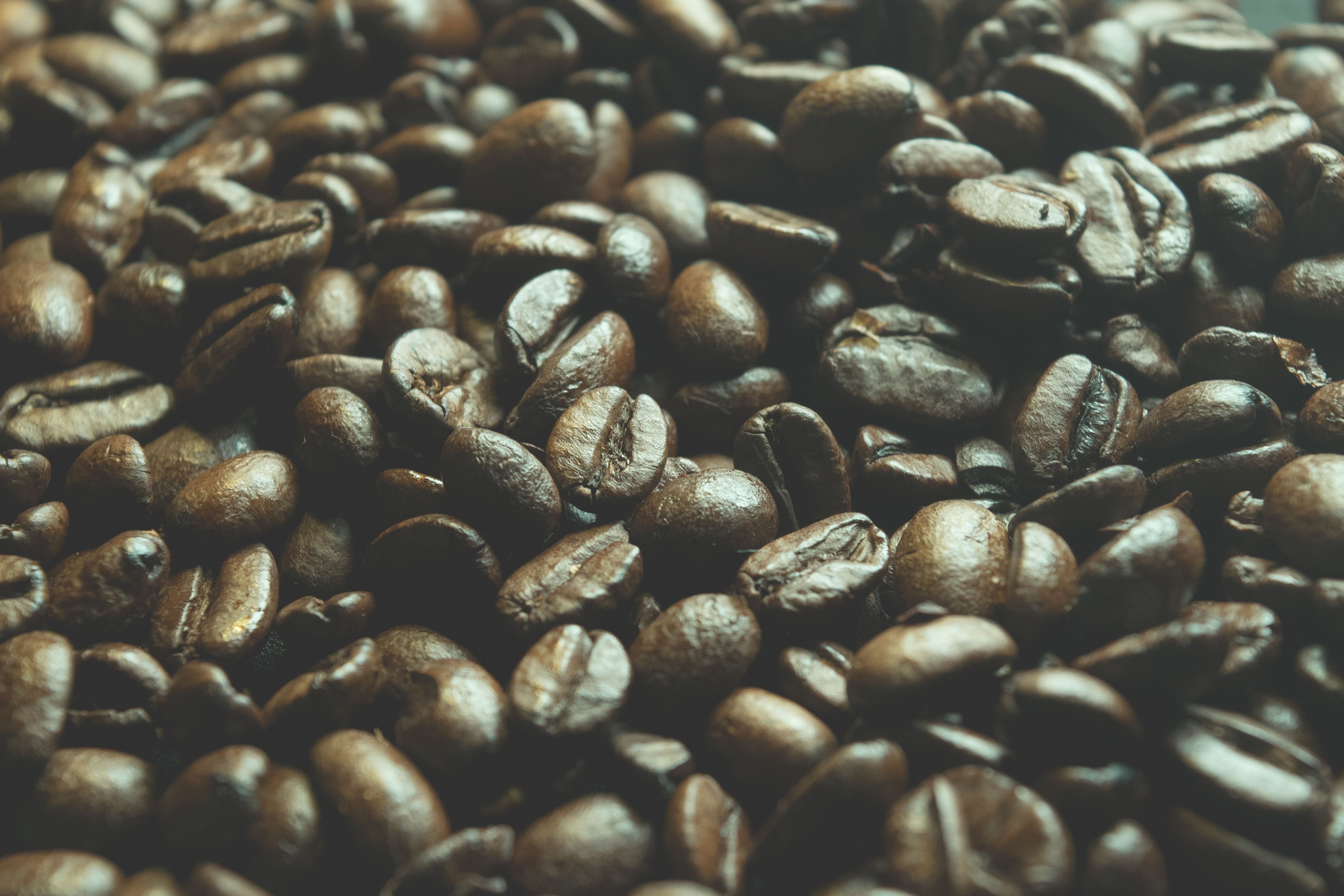 Close-up van vers gebrande espressobonen