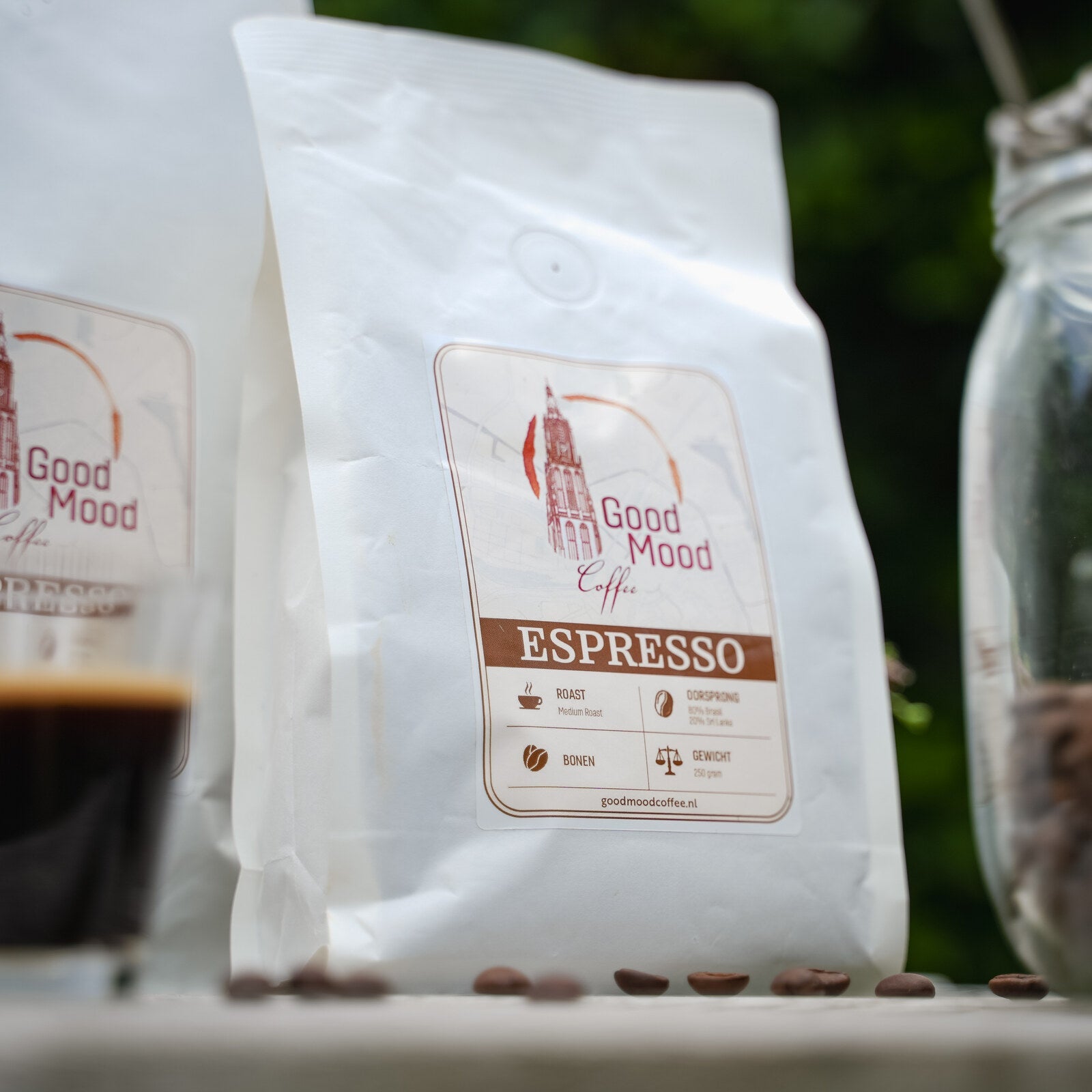 Detail van de Espresso Bonen verpakking